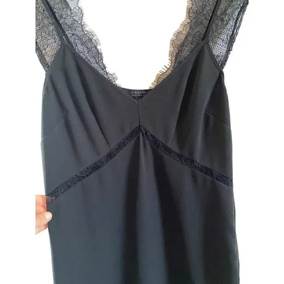 Allsaints Ally Dress Black Lace Sz 4 polyester Sheer Lace Panels LBD retail $230 - Picture 5 of 10